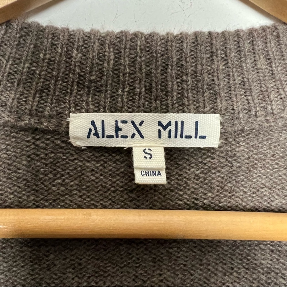Alex Mill Kiah Wool Cashmere Brown V-Neck Tunic Sweater Vest Pockets NWOT - Picture 4 of 12